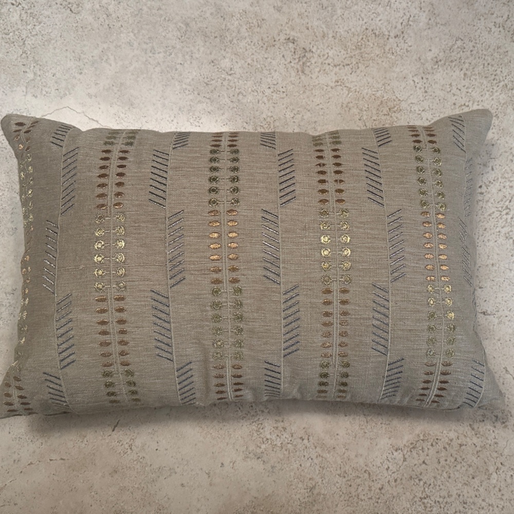 Crate&Barrel Gray and Gold Accent Pillow